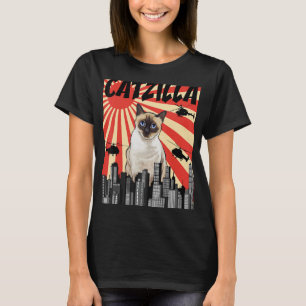 Camiseta Gracioso gato japonés catzilla siamesa retro