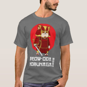 Camiseta Gracioso gato japonés samurai lindo Kawaii Anime C