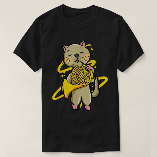 Camiseta Gracioso gato jugando al instrumento musical del c (Diseño del anverso)