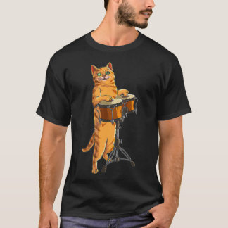 Camiseta Gracioso gato jugando Bongo Guay Percusation Gift