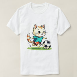 Camiseta Gracioso gato jugando fútbol lindo gato vintage