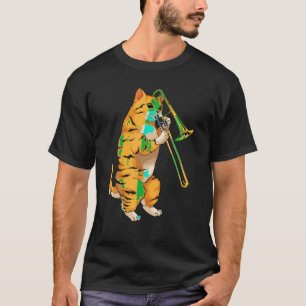 Camiseta Gracioso gato jugando trombón regalo Guay Kitten M