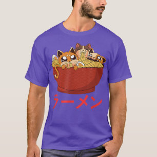 Camiseta Gracioso gato Kawaii comiendo fideos de Ramen Foo 
