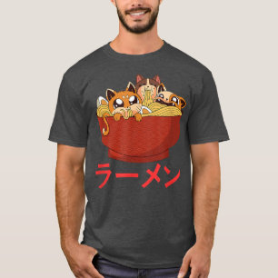 Camiseta Gracioso gato Kawaii comiendo fideos de Ramen Foo 