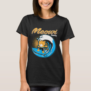 Camiseta Gracioso Gato Kitty Meowi Maui Hawaii Surf Hang L