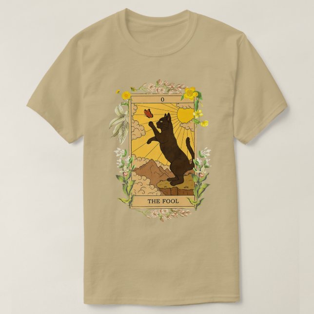 Camiseta Gracioso Gato La Tarjeta Tonto Tarot Halloween Dis (Diseño del anverso)