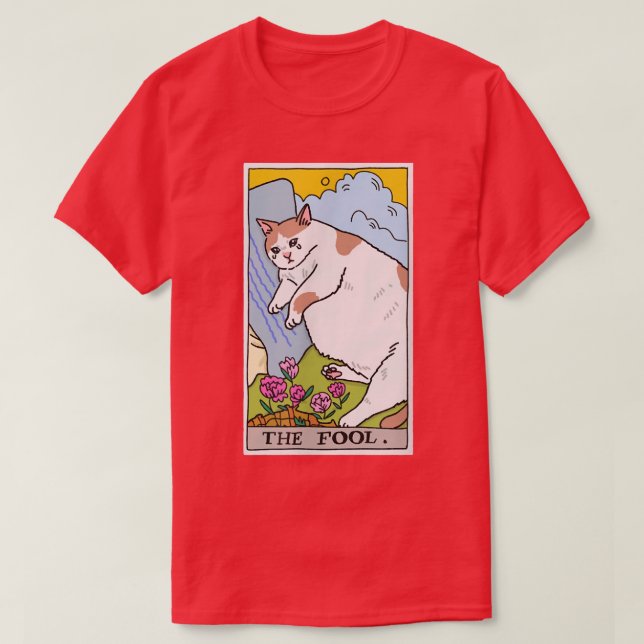 Camiseta Gracioso Gato La Tarjeta Tonto Tarot Halloween Dis (Diseño del anverso)