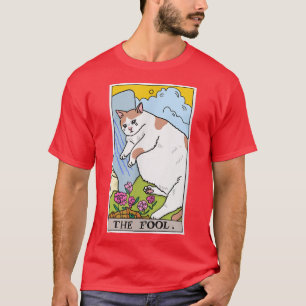 Camiseta Gracioso Gato La Tarjeta Tonto Tarot Halloween Dis