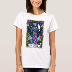 Camiseta Gracioso gato Lady Skeleton Tarot