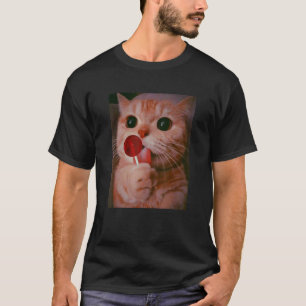 Camiseta Gracioso Gato Lollipop Meow Kitty Funny Cat Lover