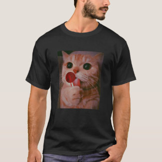 Camiseta Gracioso Gato Lollipop Meow Kitty Funny Cat Lover