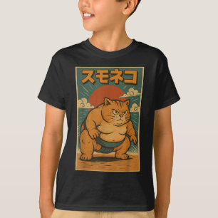Camiseta Gracioso gato luchador de sumo anime de arte japon
