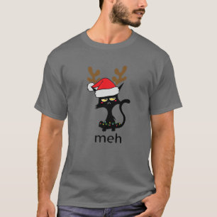 Camiseta Gracioso Gato Meh Para Gatos Amantes De Navidades