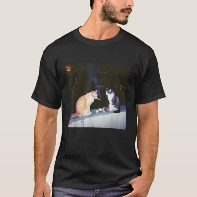 Camiseta Gracioso gato meme gato cigarrillo fumador gato me (Anverso)