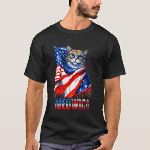 Camiseta Gracioso Gato Meowica 4 De Julio Hombres Mujeres B