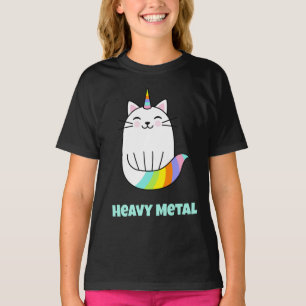 Camiseta Gracioso gato metalizado del arco iris del unicorn