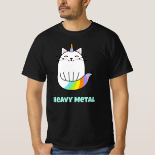 Camiseta Gracioso gato metalizado del arco iris del unicorn
