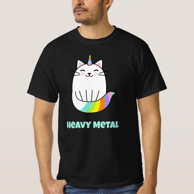 Camiseta Gracioso gato metalizado del arco iris del unicorn (Anverso)