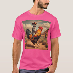 Camiseta Gracioso gato montando gallo en Rodeo Rodeo Gato e