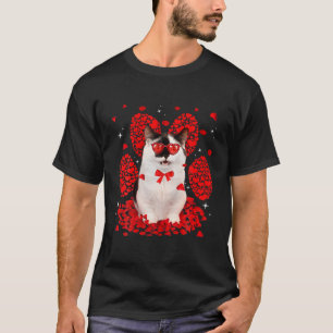 Camiseta Gracioso Gato Munchkin Valentine Paw Corazón Gato