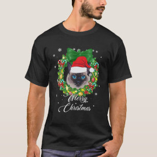 Camiseta Gracioso gato Navidad Nieve siamesa decoraciones n