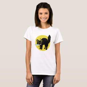 Camiseta gracioso gato negro asesino, gatito lindo con cuch