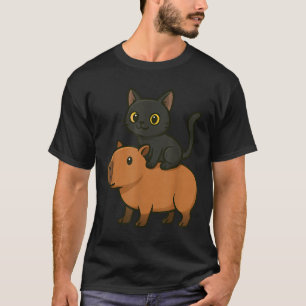 Camiseta Gracioso gato negro capibara Animal amante de mamá