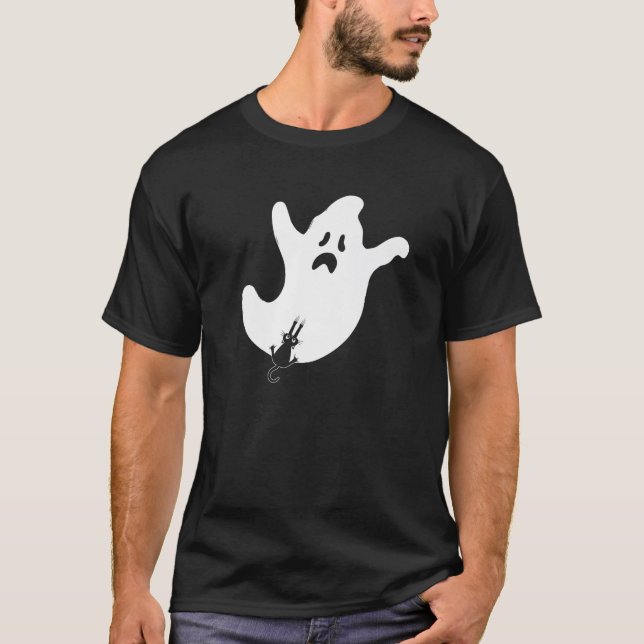 Camiseta Gracioso gato negro de raso escalando Espíritu fan (Anverso)