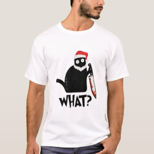 Camiseta Gracioso gato negro de Santa Murderia con cuchillo