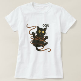 Camiseta Gracioso gato negro enmarañado en el arroyo - Pers