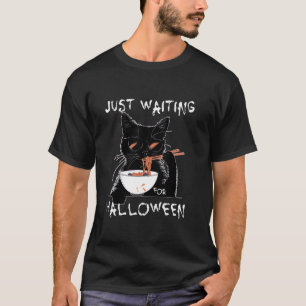 Camiseta Gracioso gato negro esperando a los hombres de Hal