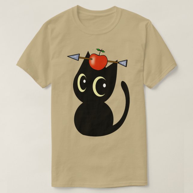 Camiseta Gracioso Gato Negro Está Jugando A William Tell Co (Diseño del anverso)