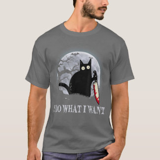 Camiseta Gracioso Gato Negro Hago Lo Que Quiero Halloween C