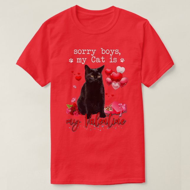 Camiseta Gracioso Gato Negro Lo Siento Niño Mi Gato Es Mi V (Diseño del anverso)