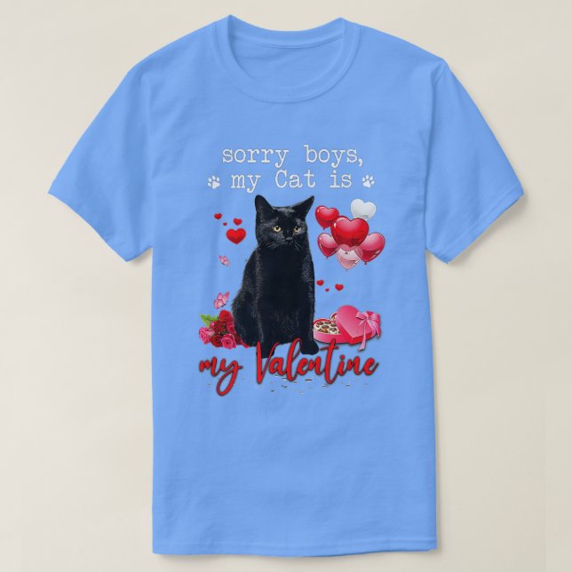 Camiseta Gracioso Gato Negro Lo Siento Niño Mi Gato Es Mi V (Diseño del anverso)