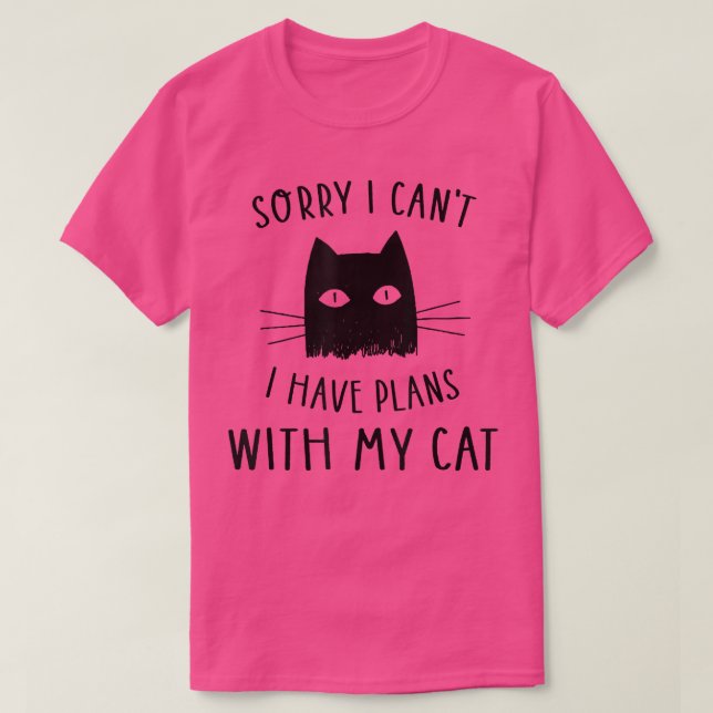Camiseta Gracioso gato negro lo siento no puedo tener plane (Diseño del anverso)