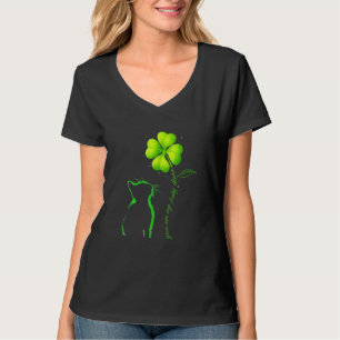 Camiseta Gracioso gato negro mi encanto afortunado Shamrock