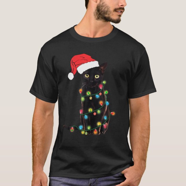 Camiseta Gracioso gato negro Navidad a gato gracioso Ch (Anverso)
