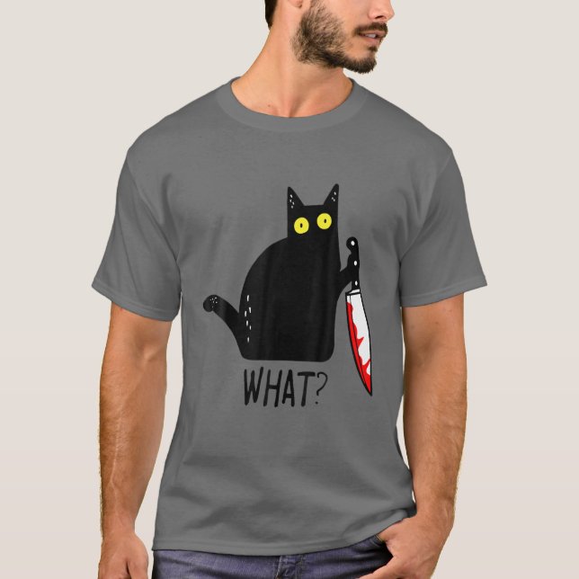 Camiseta ¿Gracioso gato negro qué? Agarrando a los hombres  (Anverso)