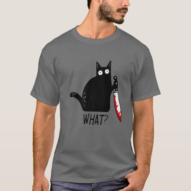 Camiseta ¿Gracioso gato negro qué? Agarrando a los hombres  (Anverso)