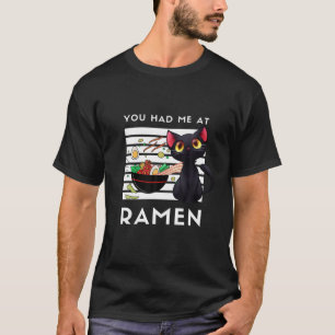 Camiseta Gracioso Gato Negro Que Me Tenías En Ramen Anime 