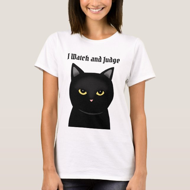 Camiseta Gracioso gato negro que veo y juez el regalo de Ca (Anverso)