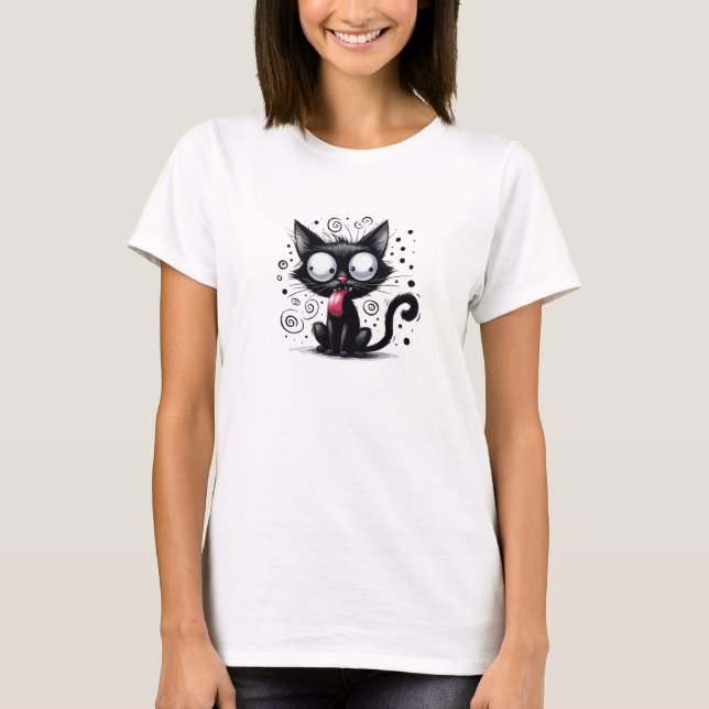 Camiseta Gracioso gato negro raro (Anverso)