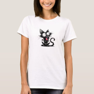 Camiseta Gracioso gato negro raro