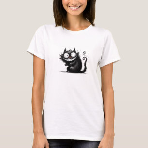 Camiseta Gracioso gato negro raro