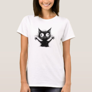 Camiseta Gracioso gato negro raro