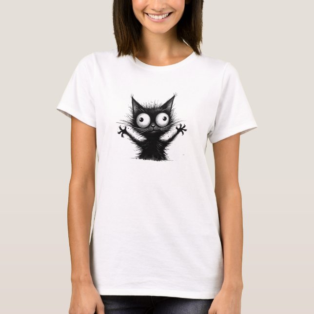 Camiseta Gracioso gato negro raro (Anverso)