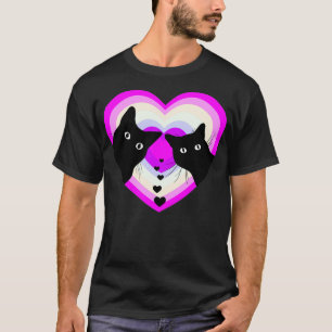 Camiseta Gracioso gato negro San Valentín Día de la Pareja 