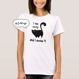 Camiseta Gracioso gato negro soy sexy y lo mimo