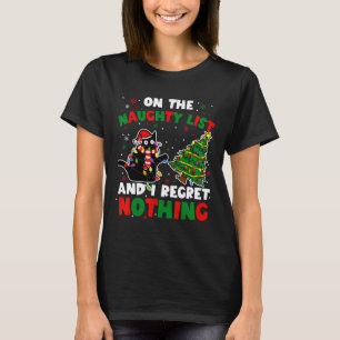 Camiseta Gracioso gato negro travieso Navidades navideñas m
